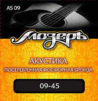 Комплект струн для акустической гитары AS09, посеребр. 9-45