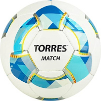 Мяч футб. "TORRES  Match" F320025 р.5 32пан. PU 4подк.слоя руч.сш. бело-сереб-голубой