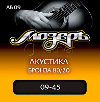 Комплект струн для акустической гитары AC09, посеребр. медь, 9-45